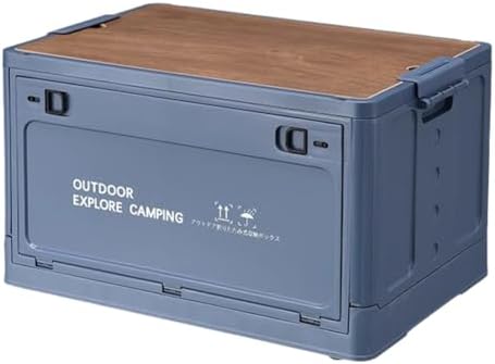 Folding Outdoor Camping Table with Storage Box Blue Large