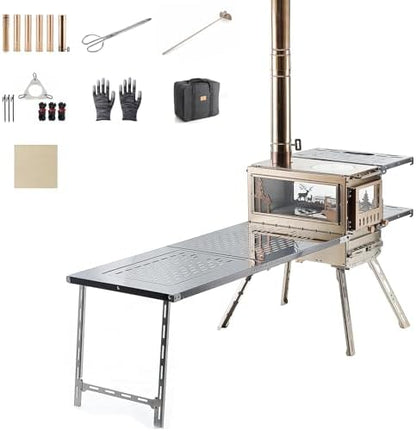 Portable Stainless Wood Stove with Chimney for Outdoors