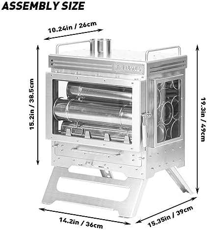 Stainless Steel Wood Stove for Camping with Glass Windows